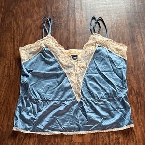 Women's Blue Lace Trim Cami Top